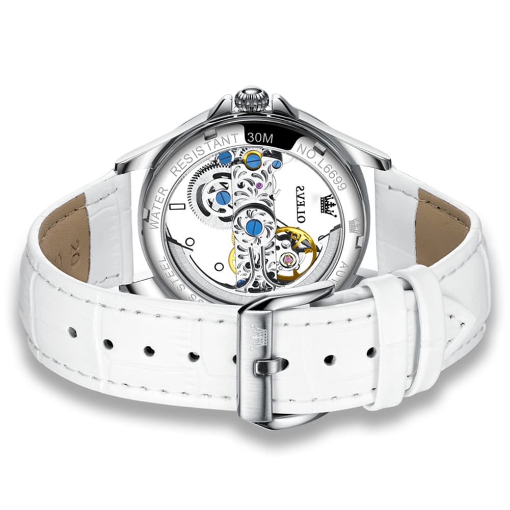 OLEVS 6699 Oversized Skeleton Mechanical Watch for Women