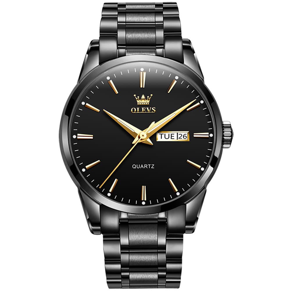 OLEVS 6898 Ultra Thin Day Date Watch Stainless Steel Quartz Casual Timepiece for Men