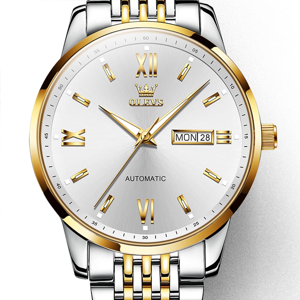 OLEVS 6777 Minimalist Day Date Mechanical Watch for Men