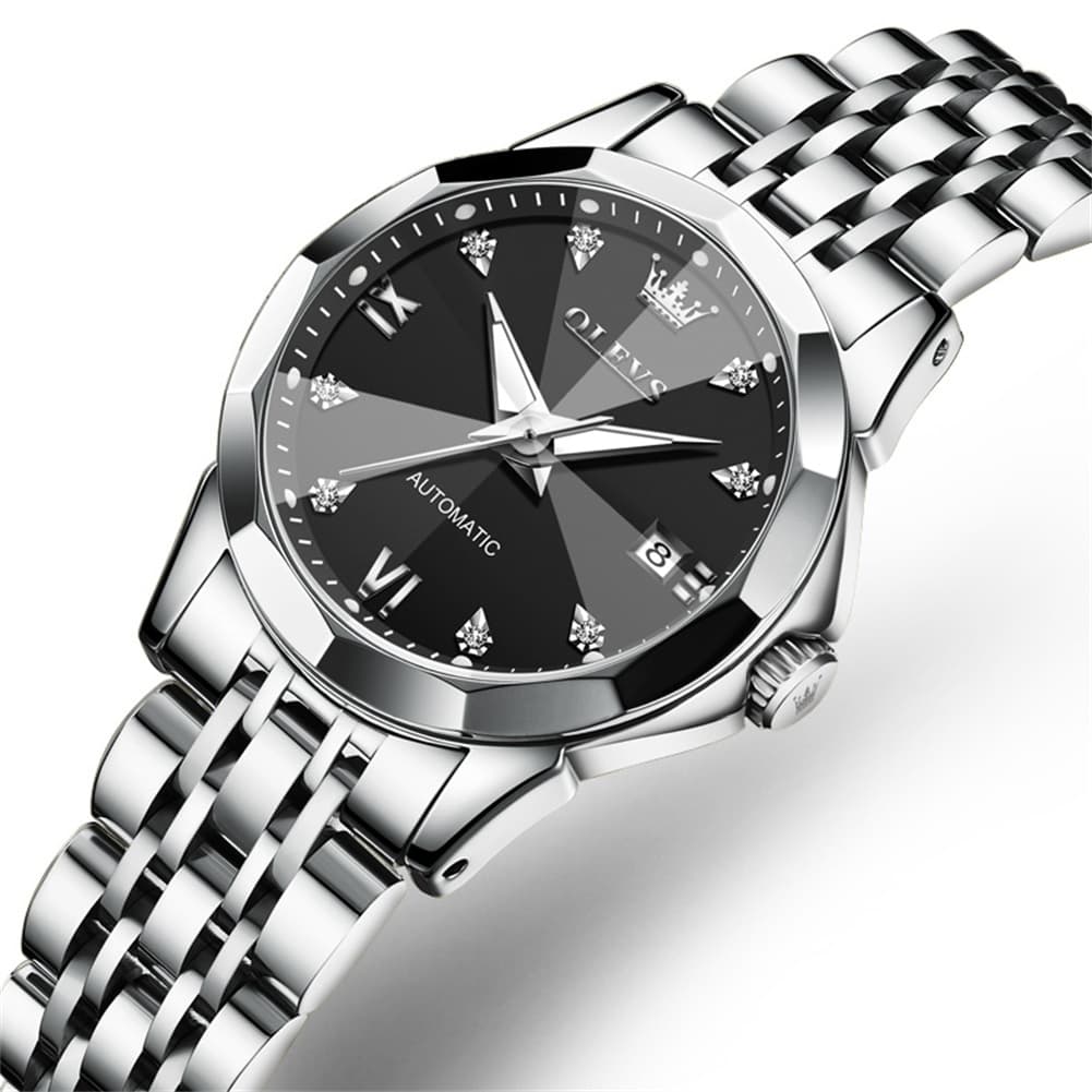 OLEVS 3D Diamond Cut Mirror Automatic Mechanical Watch 9982 for Women