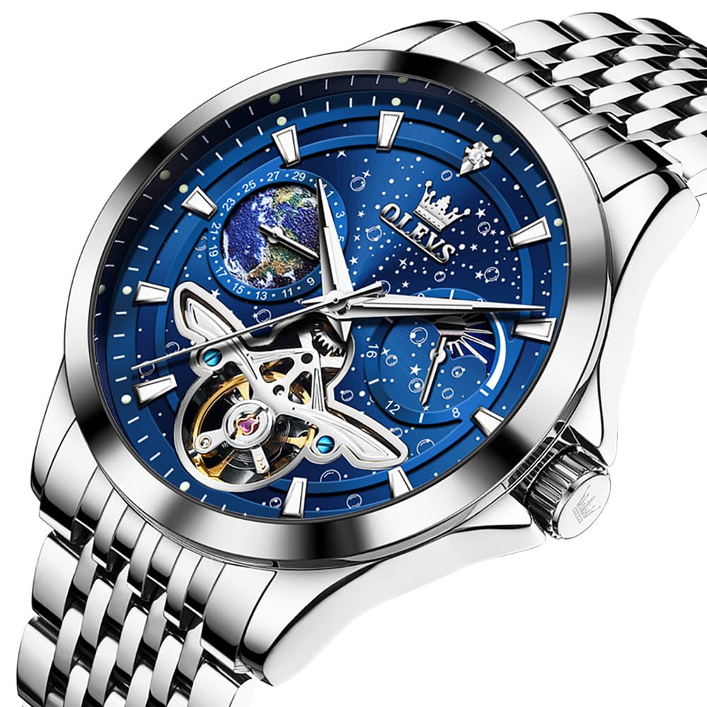 OLEVS 6705 Starry Sky Earth Tourbillon Automatic Mechanical Watch For Men