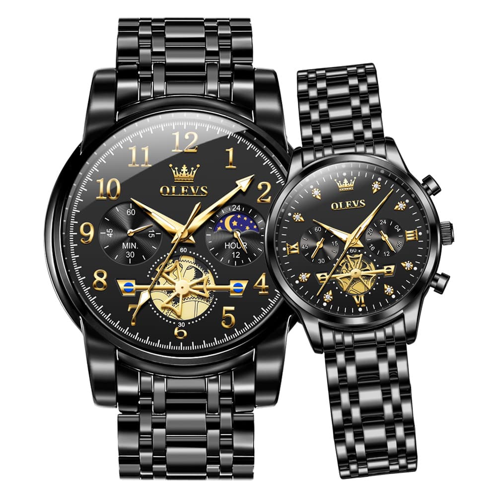 OLEVS 2900 Classic Chronograph Couples Watch Set Men Women