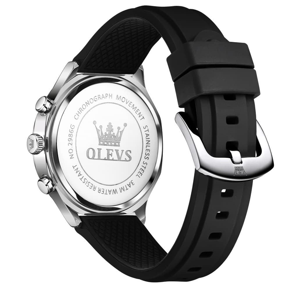 OLEVS 2986 Silicone Moon Phase Chronograph Watch for Men