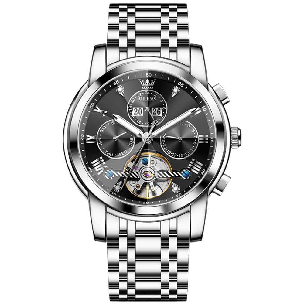 OLEVS 3D Diamond Cut Skeleton Automatic Watch 7121 for Men