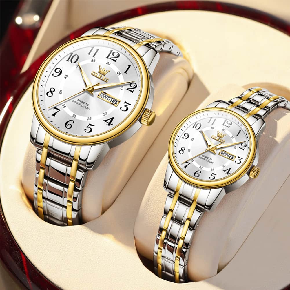 OLEVS 2891 Classic Digital Dial Couples Watch Set for Men Women