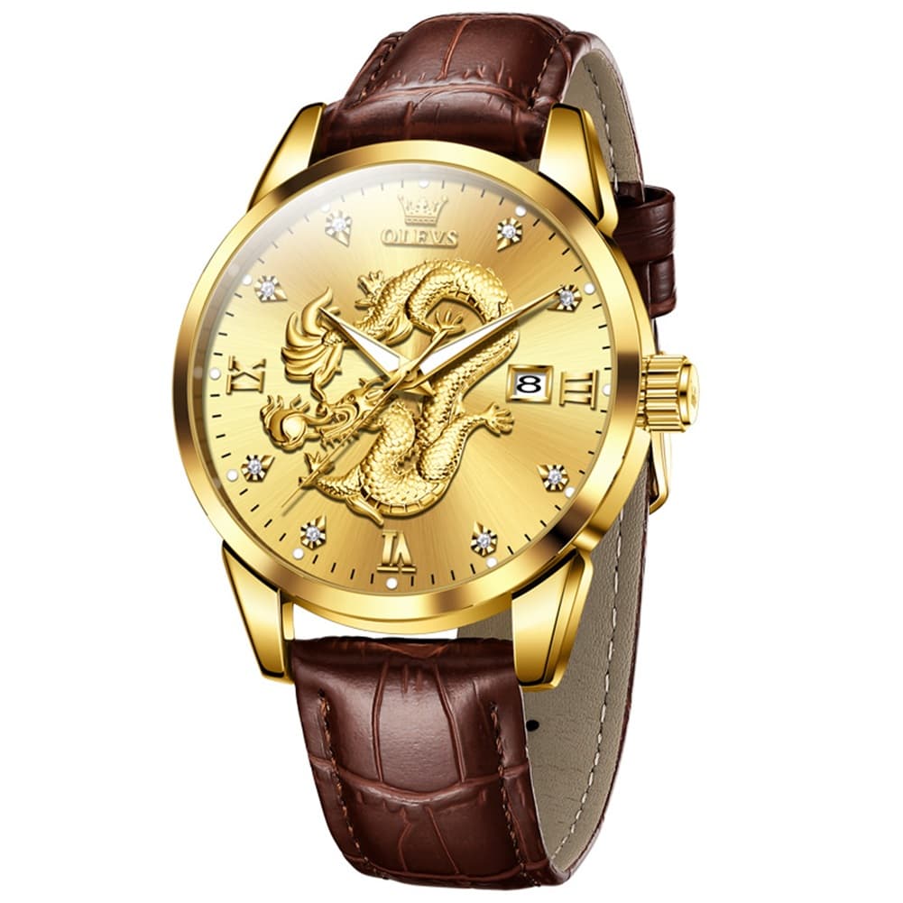 OLEVS 3619 3D Dragon Quartz Watch for Men