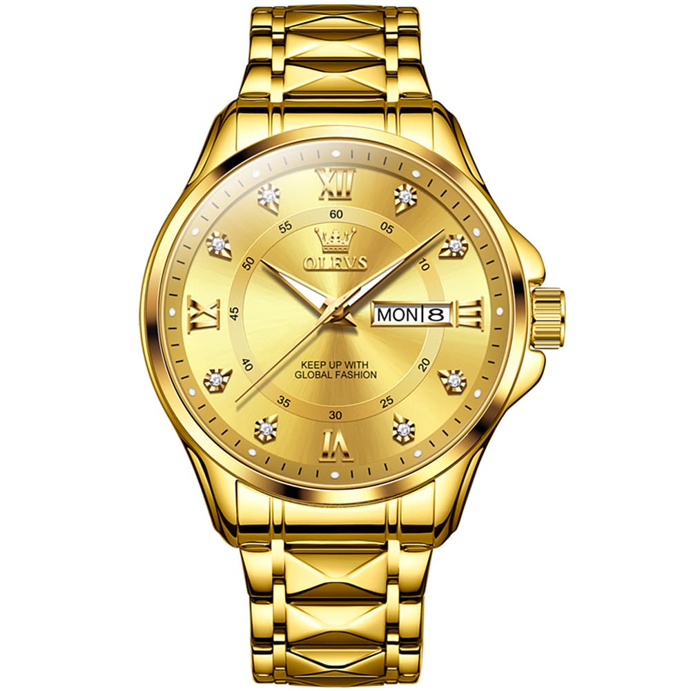 OLEVS 2906 Diamond Day Date Quartz Watch for Men