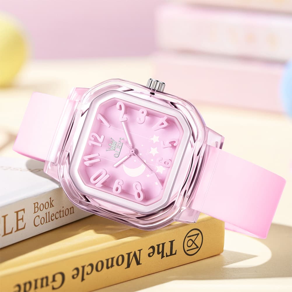 OLEVS 3711 Dreamy Moon Star Transparent Silicone Womens Student Watch