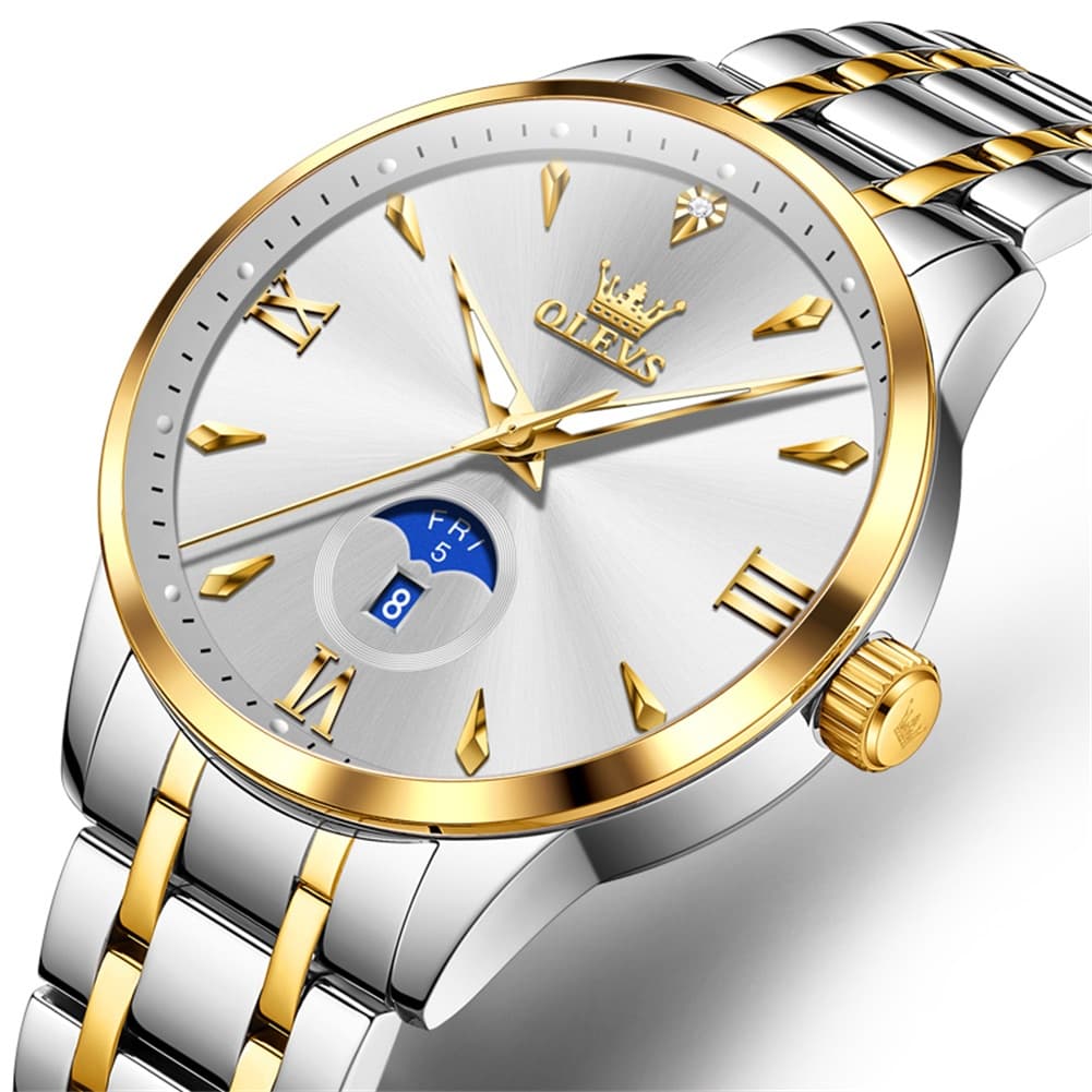 OLEVS 3646 Diamond Mirror Calendar Quartz Watch for Men