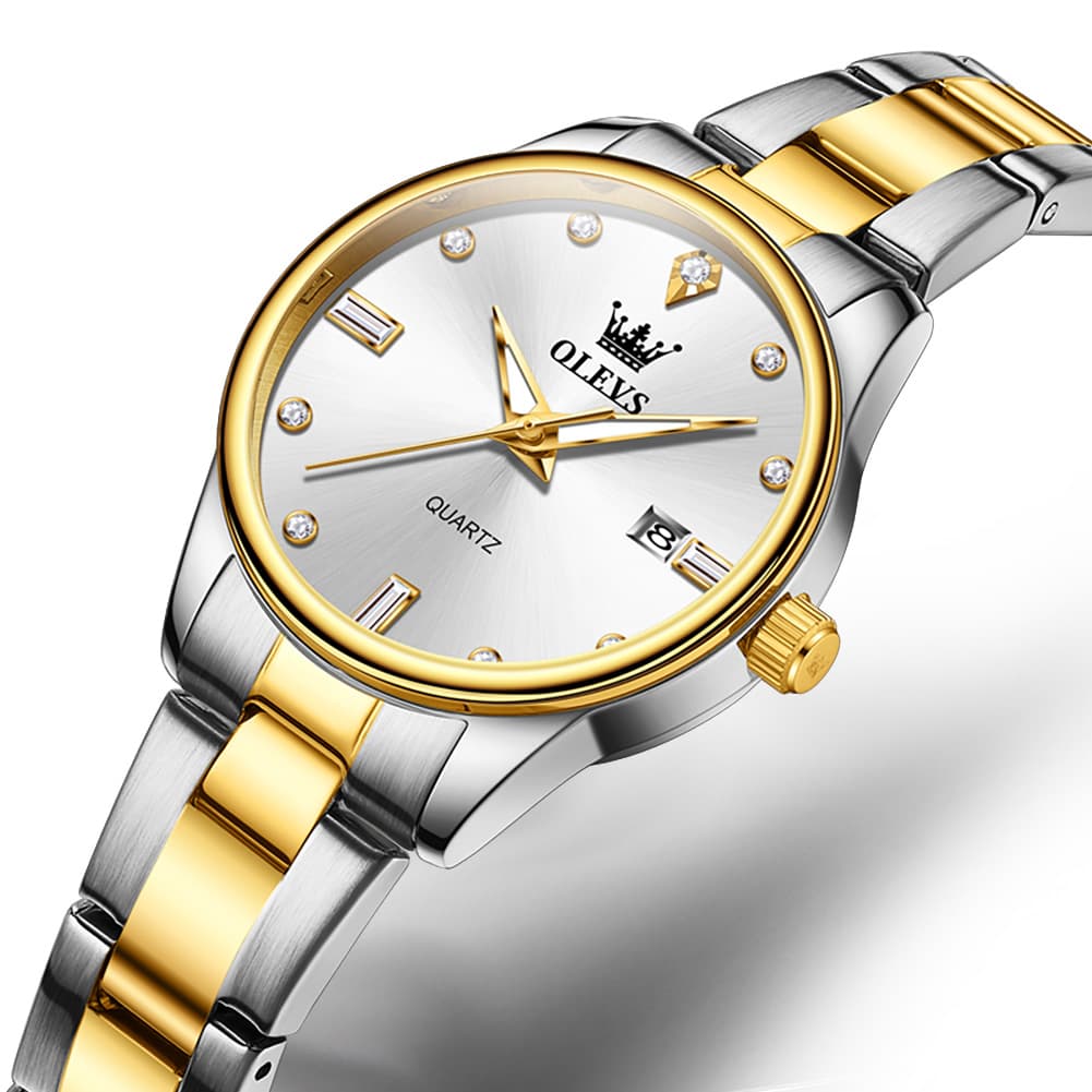 OLEVS 3621NS Minimalist Diamond Quartz Steel Watch for Women