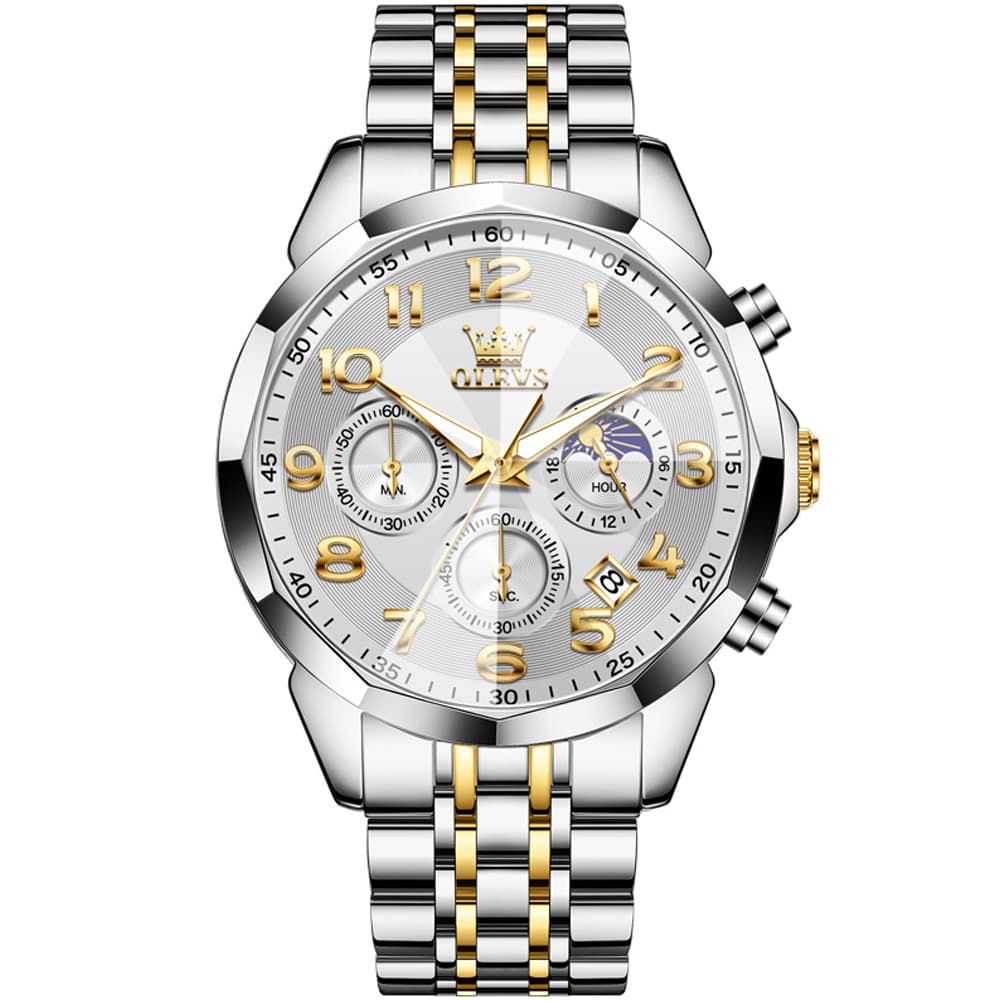 OLEVS 3676 Quartz 3D Rhombic Chronograph Watch For Men