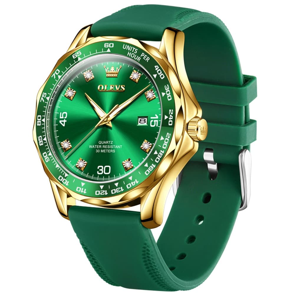 OLEVS 9988 Luxury Green Dial Quartz Dress Watch for Men