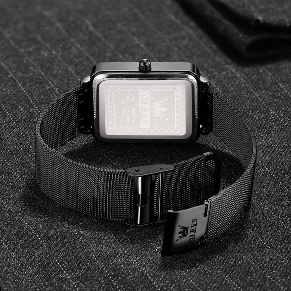 OLEVS 3692 Rectangle Minimalist Mesh Mens Dress Watch