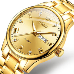 OLEVS 5563 Luxury Diamond Dial Quartz Stainless Steel Day Date Watch for Men