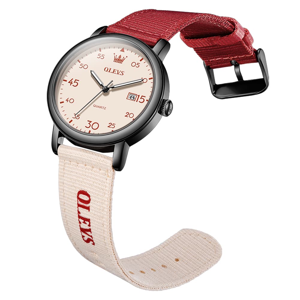 OLEVS 2997 Nylon Strap American Vintage Quartz Watch for Men and Women