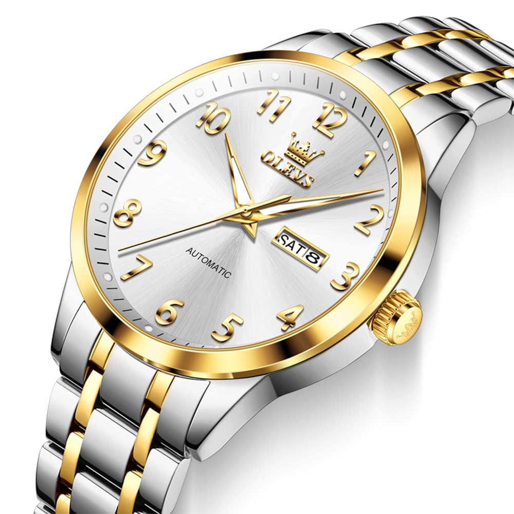 OLEVS 7078 Arabic Numeral Dual Calendar Automatic Watch For Men