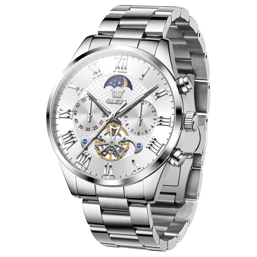 OLEVS 3640 Open-Heart Moon Phase Quartz Watch for Men