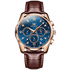 OLEVS 2888 Leather Chronograph Moon Phase Watch for Men
