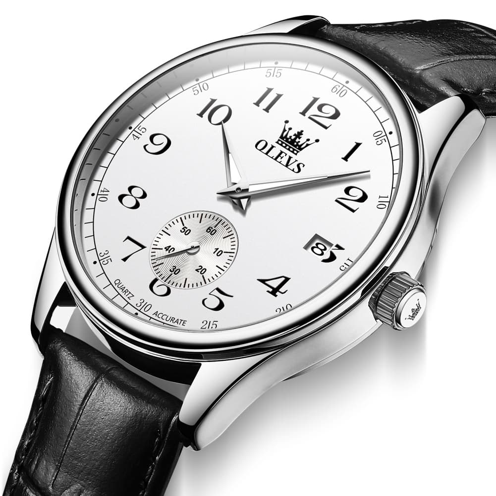 OLEVS 3662 Vintage Sub-Dial Leather Quartz Watch for Men