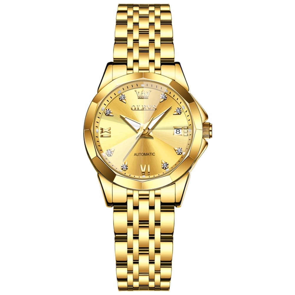 OLEVS 3D Diamond Cut Mirror Automatic Mechanical Watch 9982 for Women