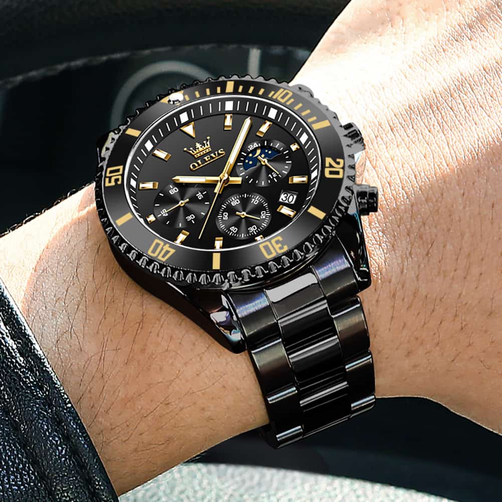 OLEVS 2870 Luxury Moon Phase Dive Chronograph Watch for Men