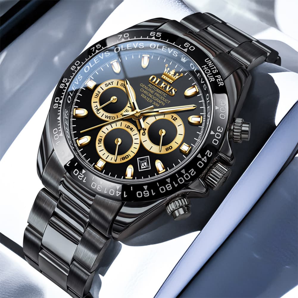 OLEVS 6638 Stainless Steel Chronograph Tachymeter Watch for Men
