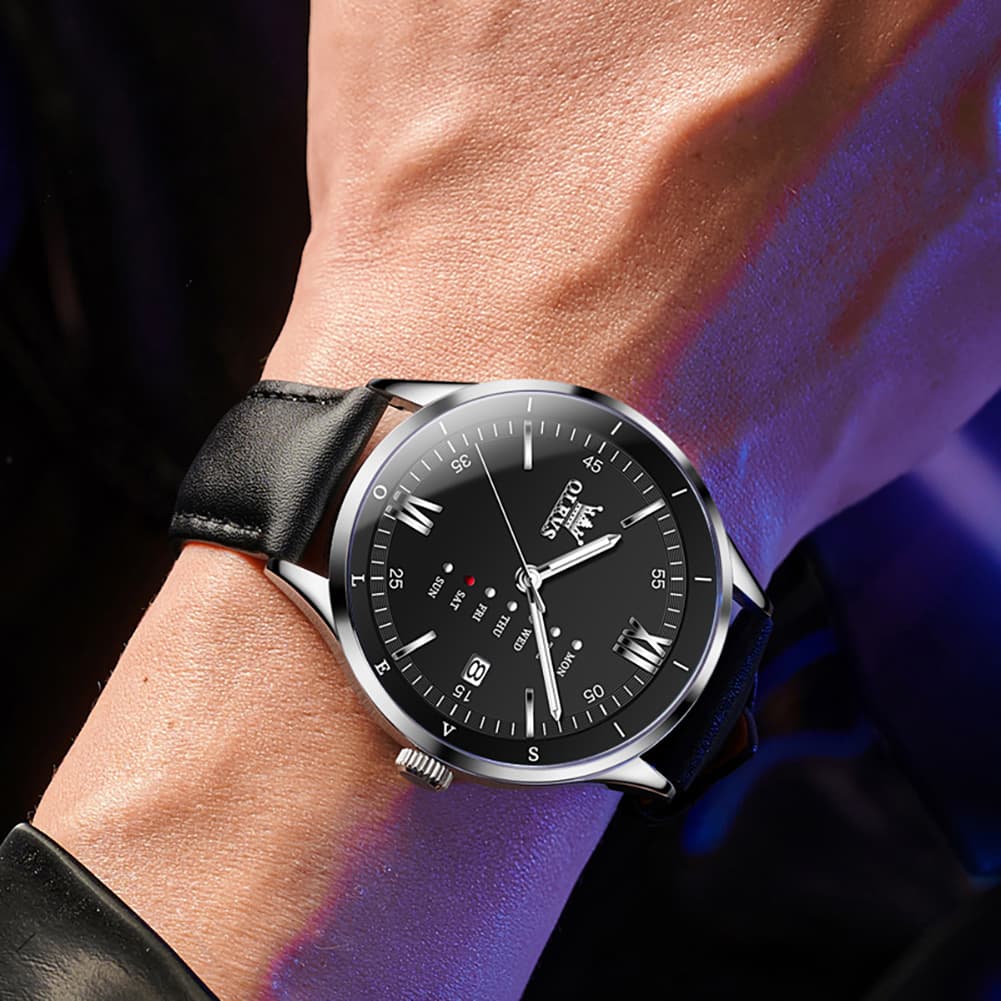 OLEVS 2931 Minimalist Leather Quartz Watch for Men