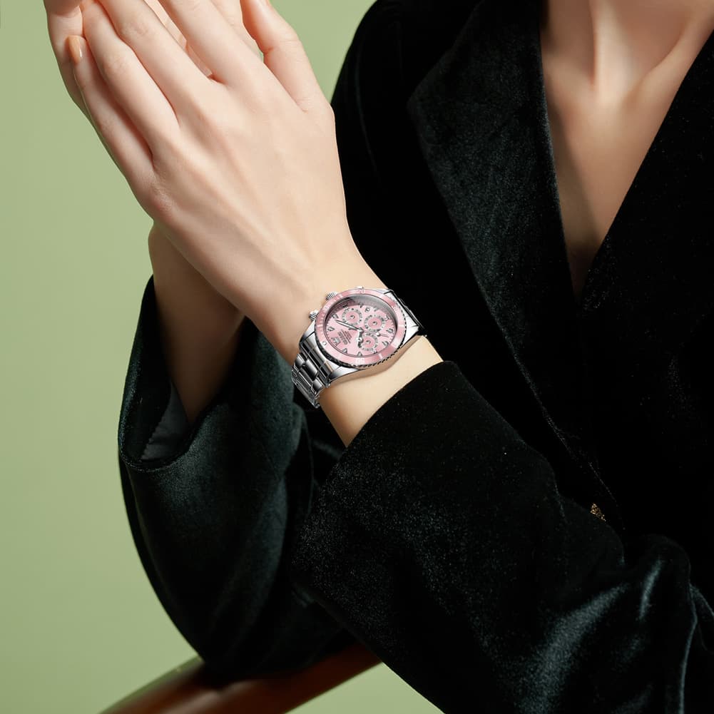 OLEVS Women Chronograph Watch Stainless Steel Sport Date Quartz 5632