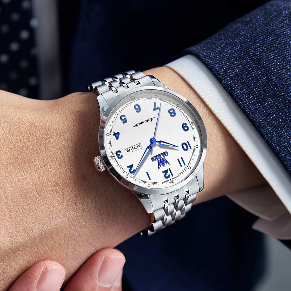 OLEVS 7100 Arabic Numeral Dual Calendar Automatic Watch For Men
