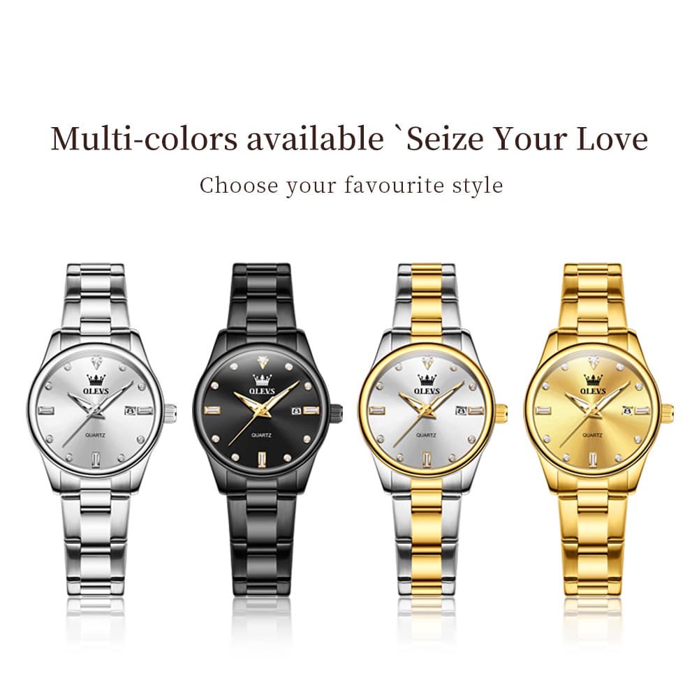 OLEVS 3621NS Minimalist Diamond Quartz Steel Watch for Women