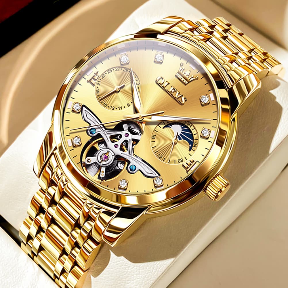 OLEVS 6703 Moon Phase Tourbillon Automatic Mechanical Watch For Men