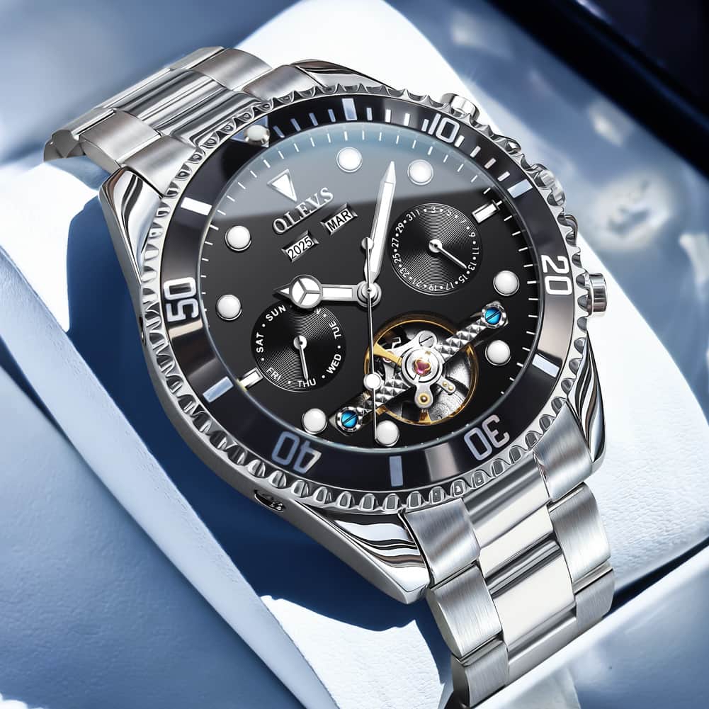 OLEVS 6605 Classic Open Heart Automatic Dive Style Watch for Men