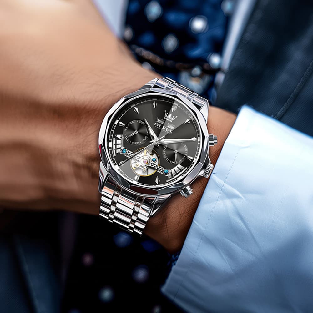 OLEVS 6619 Skeleton Mechanical Watch for Men