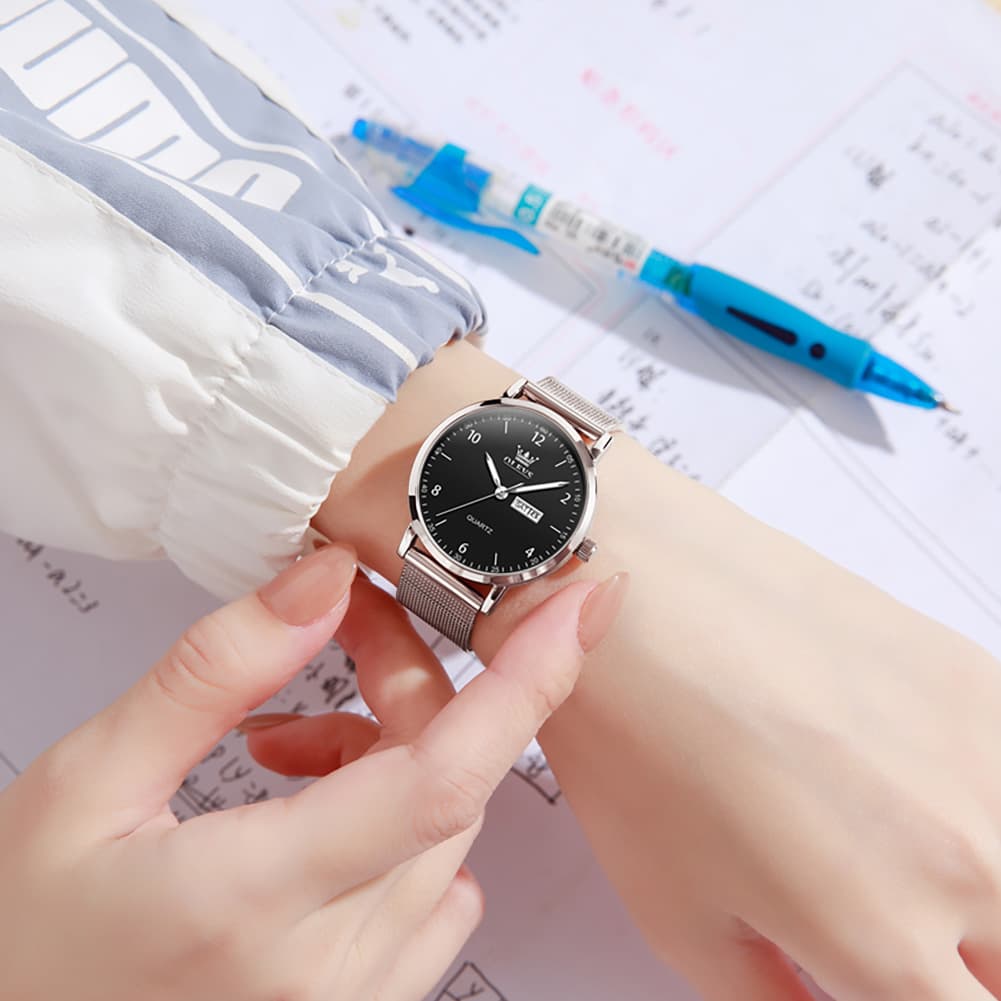 OLEVS 2996N Milanese Steel Minimalist Quartz Watch for Women