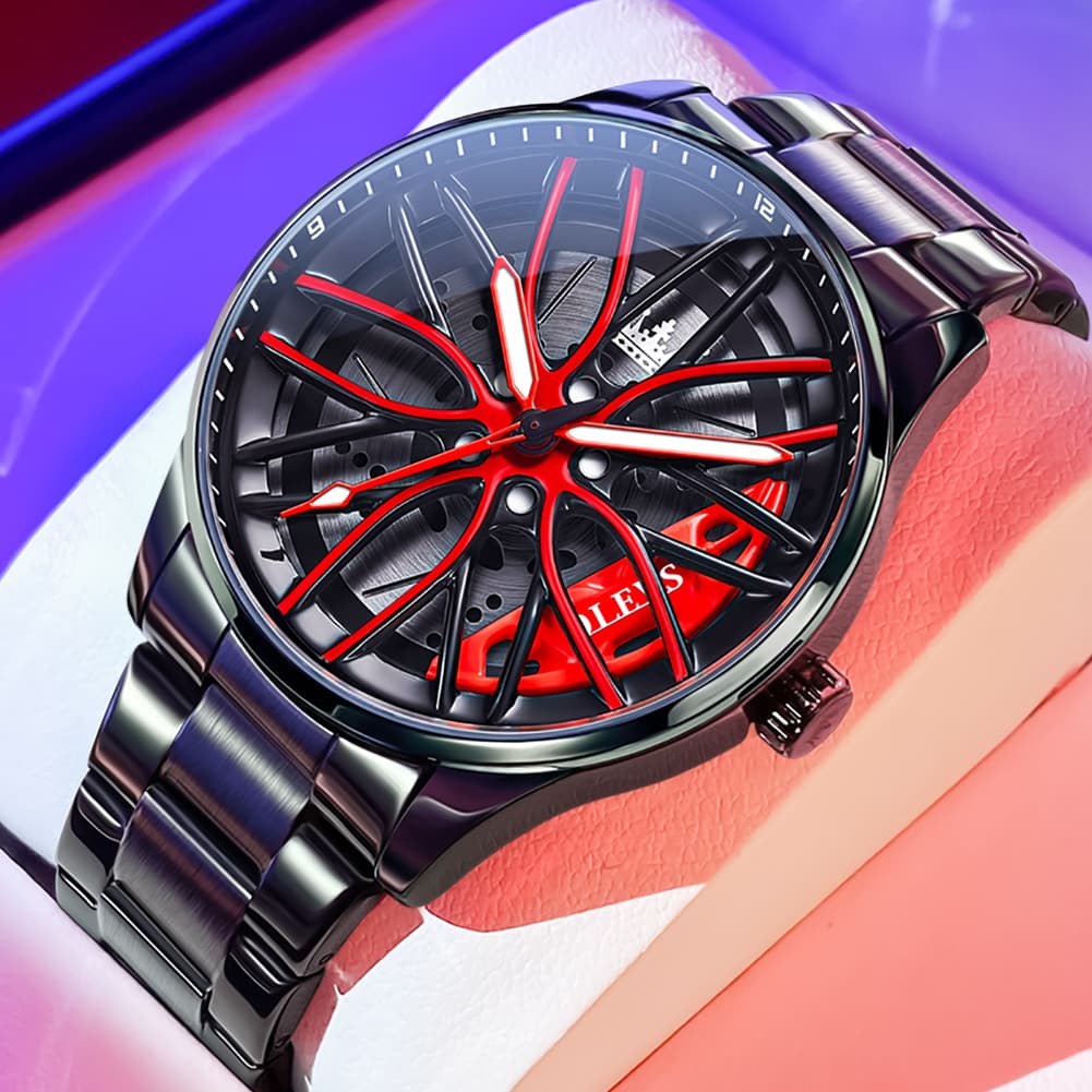 OLEVS 9937 Wheel Caliper Rim Racing Quartz Watch for Men