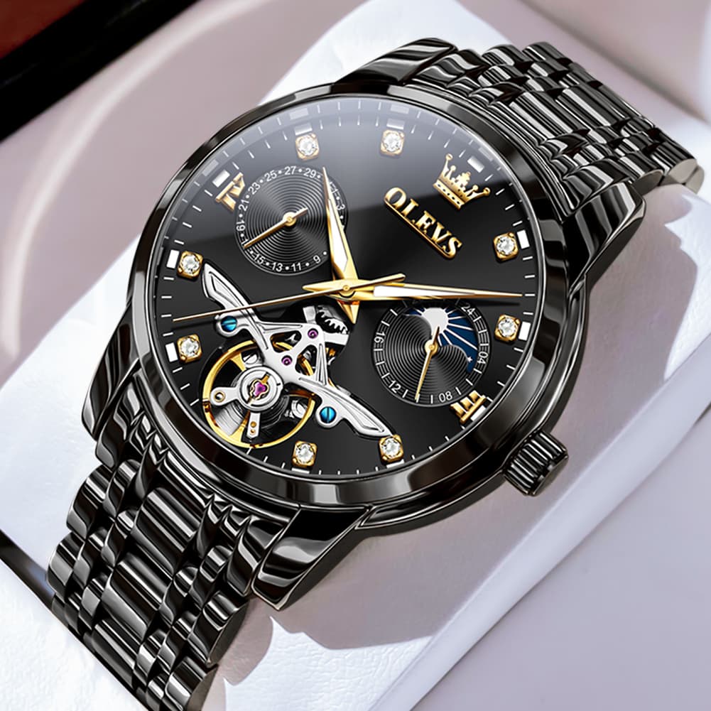 OLEVS 6703 Moon Phase Tourbillon Automatic Mechanical Watch For Men