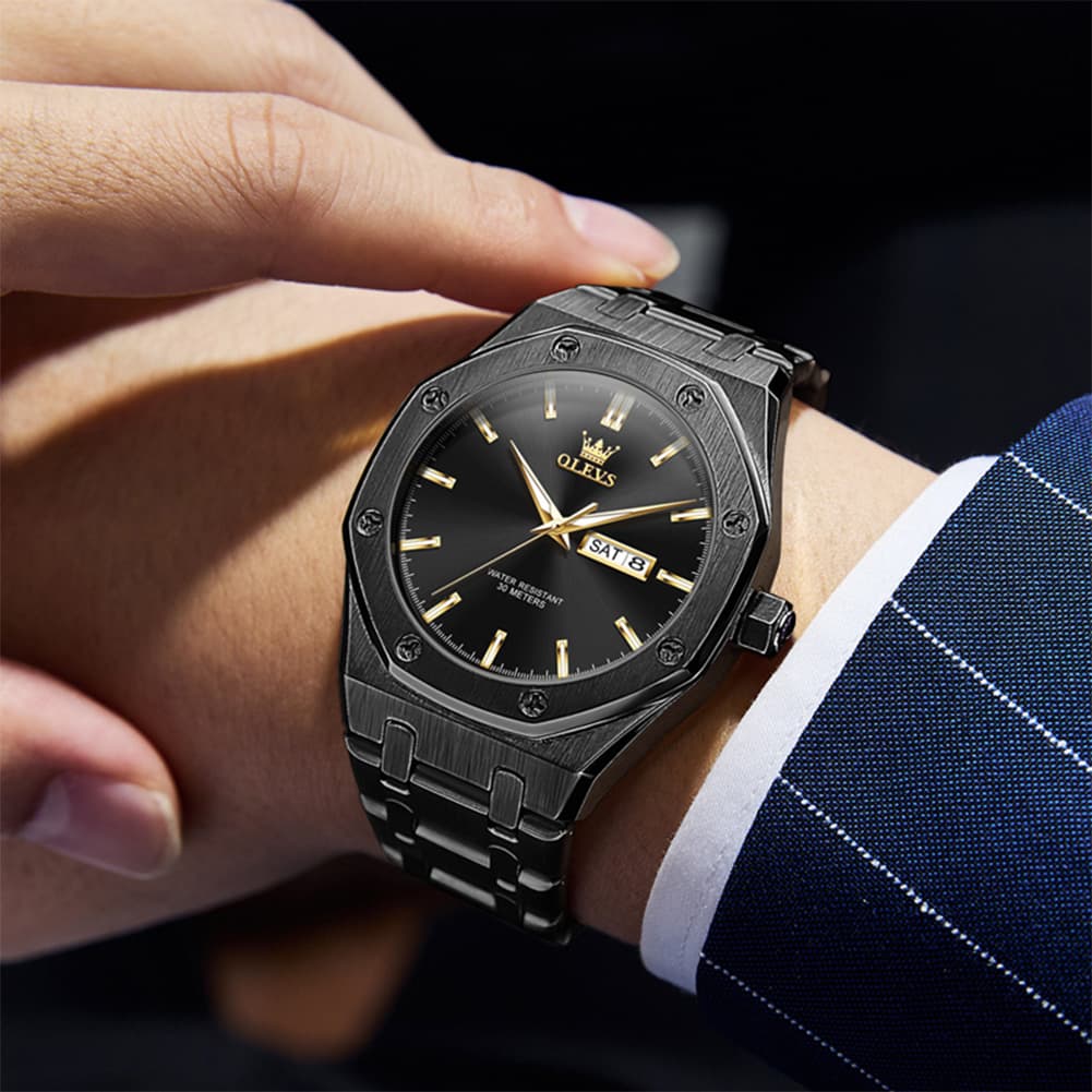 OLEVS 3726 Octagonal Luminous Quartz Watch for Men