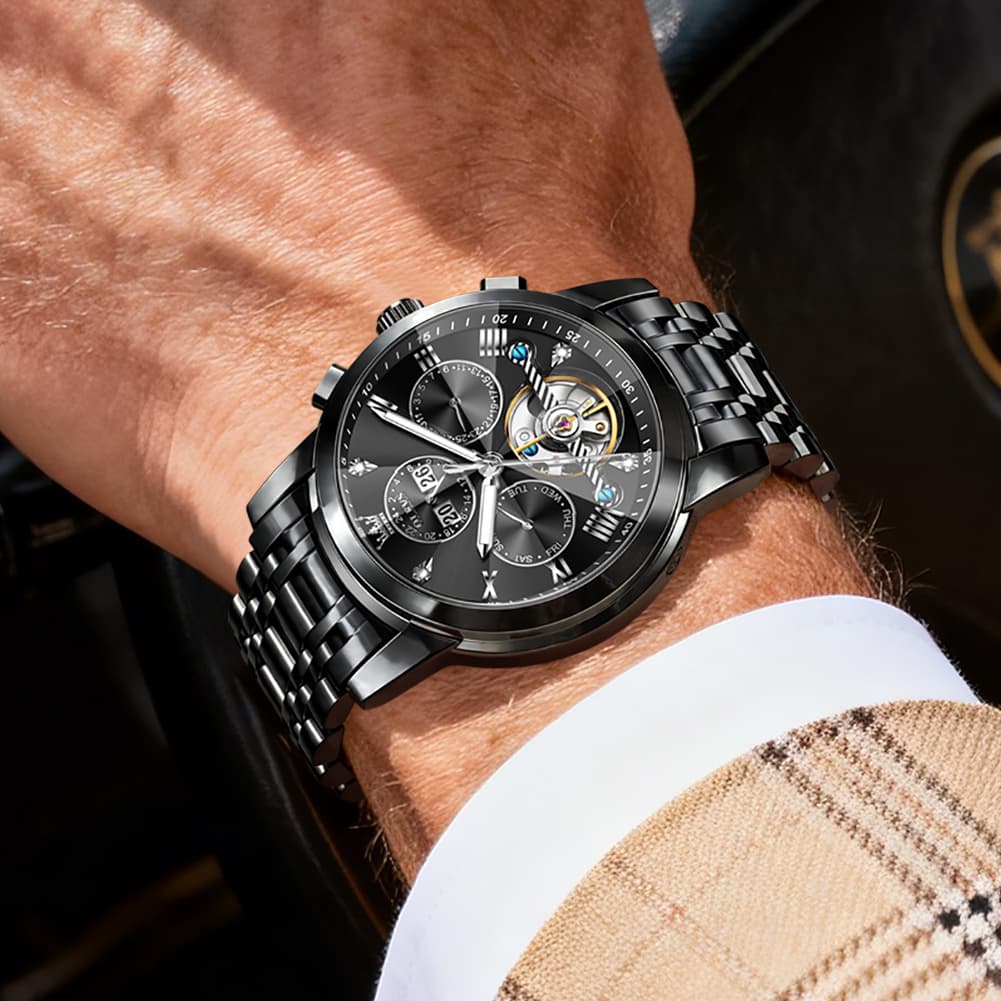 OLEVS 3D Diamond Cut Skeleton Automatic Watch 7121 for Men