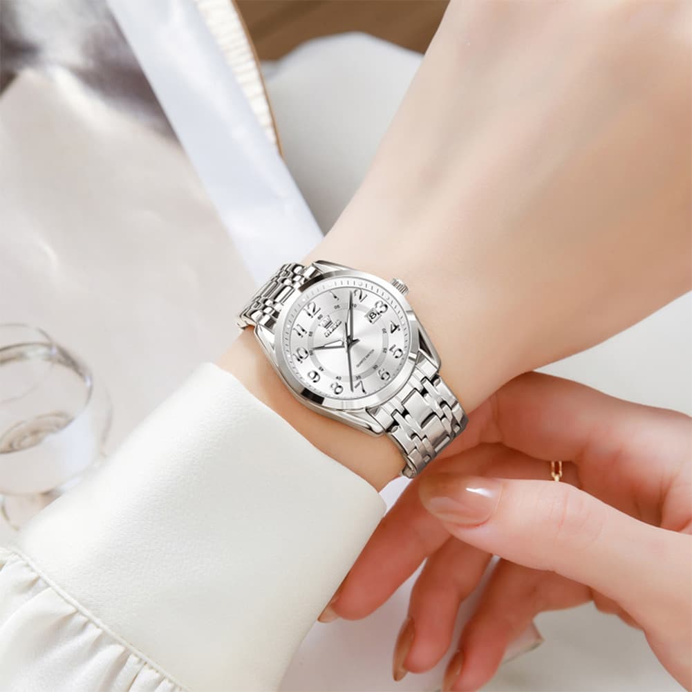 OLEVS 3666 Quartz Luminous Stainless Steel Watch For Women