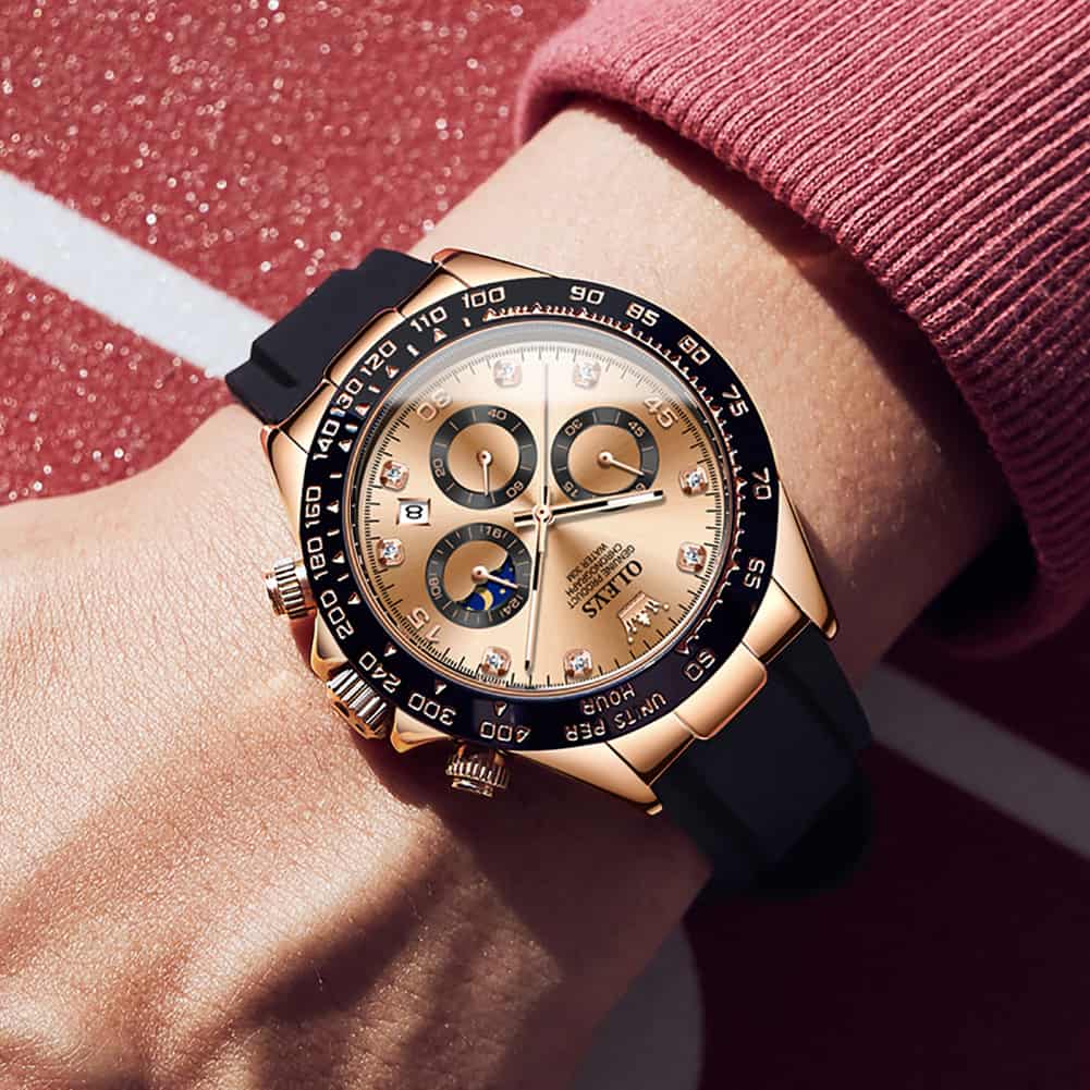 OLEVS 2875 Luxury Moon Phase Racing Chronograph Watch for Men
