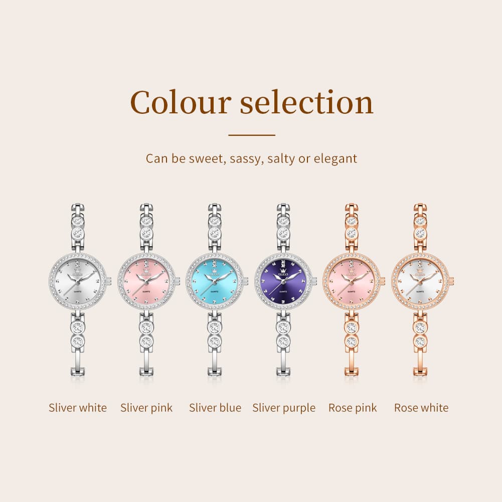 OLEVS 5670 Crystal Bracelet Watch Dainty Bangle Zircon Bezel Quartz Jewelry Timepiece for Women