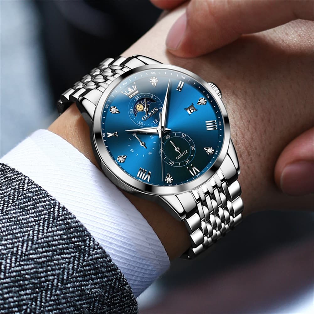 OLEVS 2925 Luminous Moon Phase Quartz Watch for Men