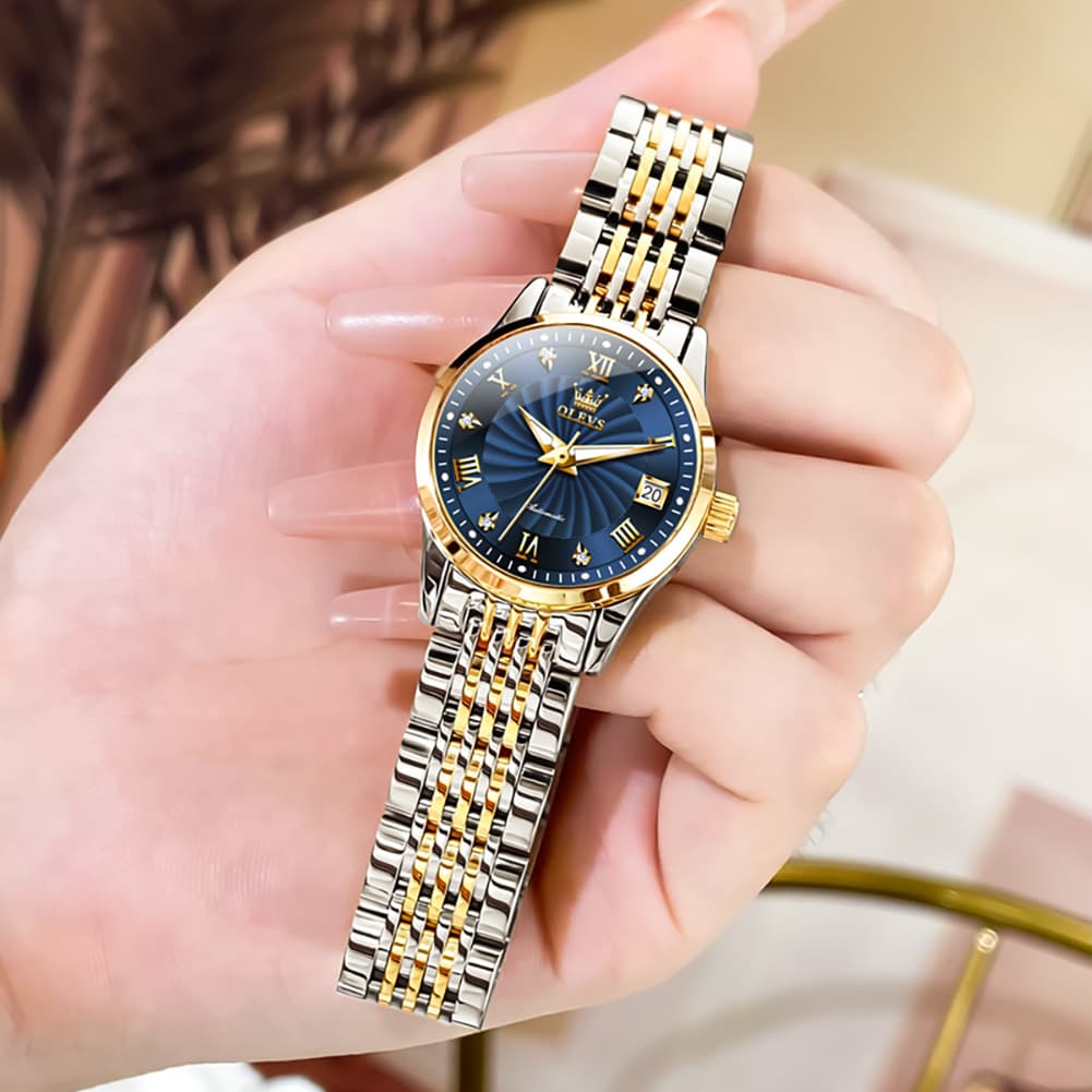 OLEVS 6630 Petite Sunburst Mechanical Watch for Women
