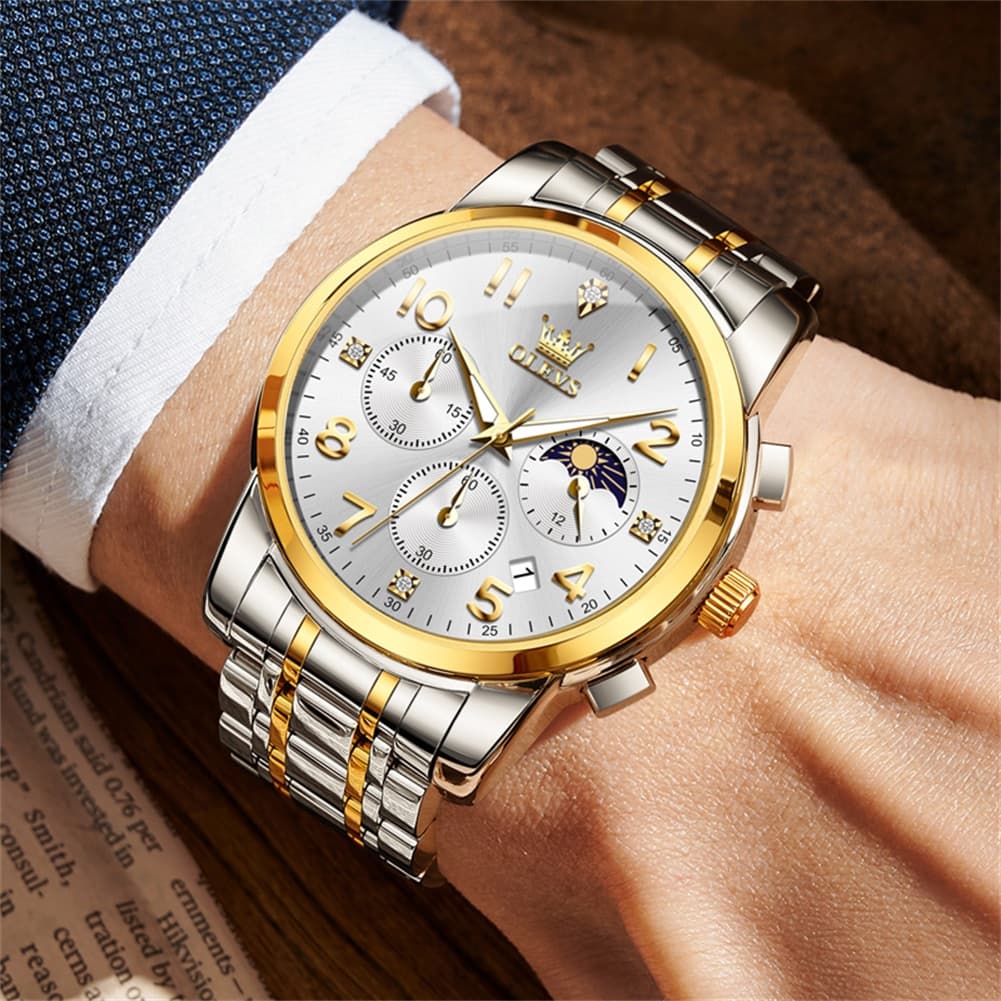 OLEVS 3628 Multifunction Moon Phase Quartz Watch for Men