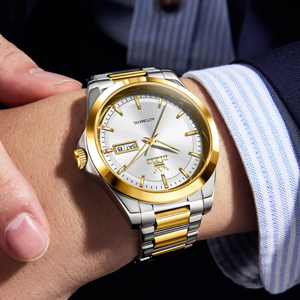 OLEVS 7090 Classic Dual Calendar Automatic Watch For Men