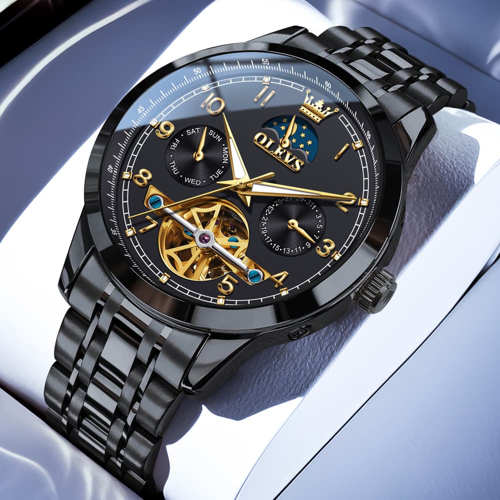 OLEVS 7071 Open Heart Moon Phase Automatic Watch For Men