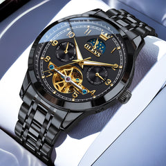 OLEVS 7071 Open Heart Moon Phase Automatic Watch For Men