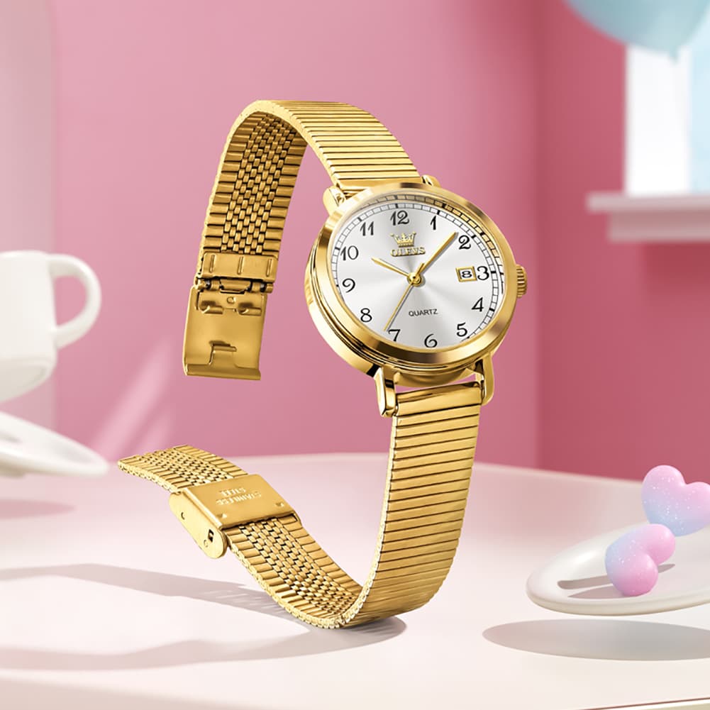 OLEVS Petite Minimalist Mesh Watch with Date 7130 for Women