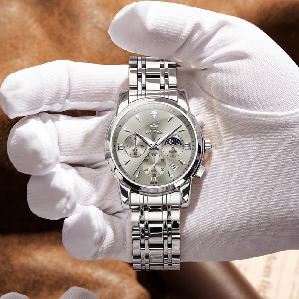 OLEVS 3639 Chronograph Moon Phase Quartz Watch for Men