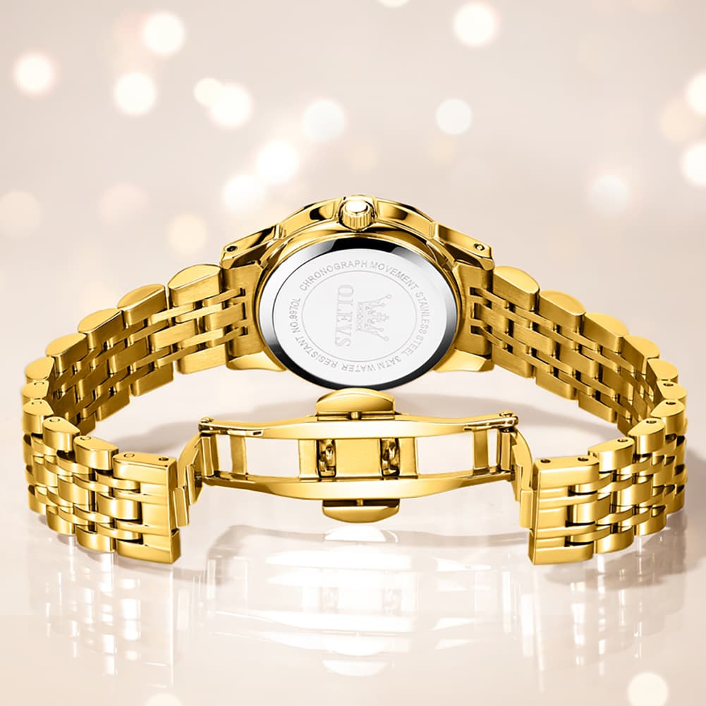 OLEVS 9970 3D Rhombic Faceted Glass Date Watch for Women